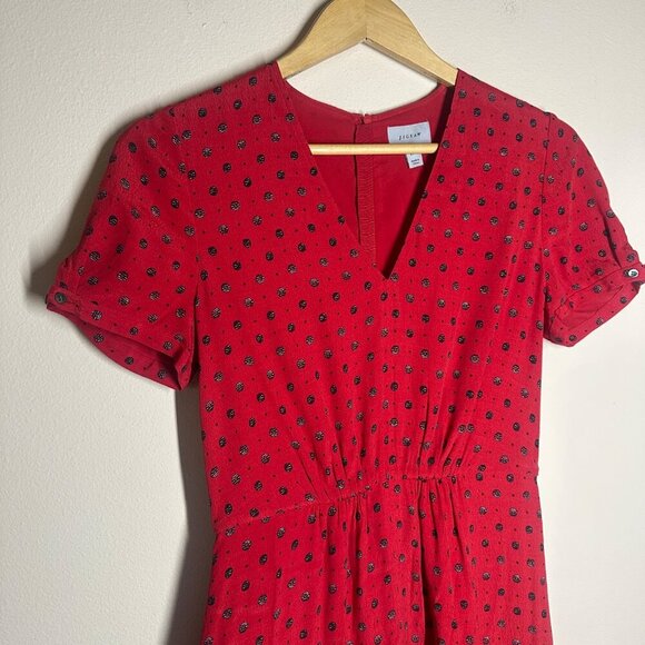 Jigsaw African Spot Tea Midi Dress Red Womens Size 2 UK 6 Office Boho Work Red - Picture 4 of 9